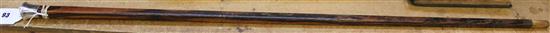 Edwardian rosewood walking cane with silver terminal